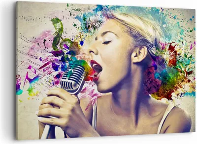 Produktbild von Bild auf Leinwand - Leinwandbild - Singen mikrofon energie - 100x70cm - Wand Bild - Wanddeko - Leinwanddruck - Bilder - Kunstdruck - Wanddekoration - Leinwand bilder - Wandkunst - AA100x70-2622