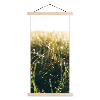 Produktbild von MuchoWow® Textilposter Rasenfläche - Pampasgras 60x120 cm mit holzfarbenen Rahmen - Holz