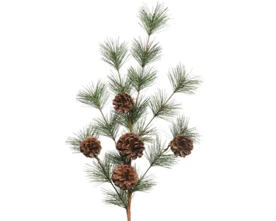 Image de Branche artificielle 50cm avec cônes 1 pièce Vert / Marron