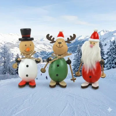 Produktbild von 3er Set - Weihnachtsdeko Holzmännchen Schneemann, Elch und Nikolaus