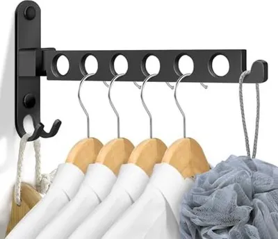 Produktbild von Kleiderhaken Klappbar, Wand Kleiderständer Kleiderlüfter Wandhaken Klappbar, Klapphaken für Balkon Waschküche Badezimmer (Schwarz)
