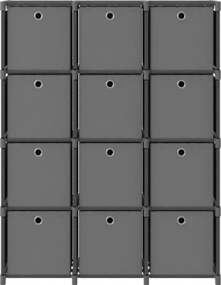 Obrázek produktu pro vidaXL Kostkový regál s boxy 12 přihrádek šedý 103x30x141 cm Látka