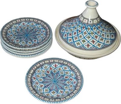Zdjęcie produktu dla Zestaw talerzy Tagine Bakir Turquoise - 6 osób