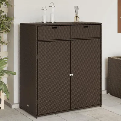 Obrázek produktu pro Zahradní úložná skříň polyratan Hnědá / 105 x 55 x 113 cm