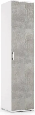 Produktbild von Mehrzweckschrank Dacaci, Linearschrank mit 1 Flügeltür und 4 verstellbaren Einlegeböden, Säulenschrank für Badezimmer, 100%  Italy, 45x45h195 cm, Beton und Weiß