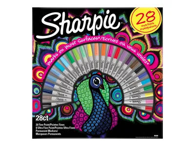 Produktbild von Sharpie Permanent Marker | Marker Stifte mit feinen und ultrafeinen Spitzen | exklusive Farben | 28er Set