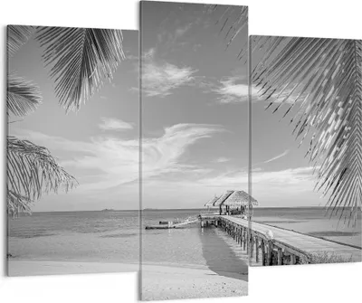 Produktbild von Bild auf Leinwand - Leinwandbild - 3 Teile - Himmlisch Strand Monochrom - 130x100cm - Wand Bild - Wanddeko - Wandbilder - Leinwanddruck - Bilder - Wanddekoration - Leinwand bilder - CB130x100-4750