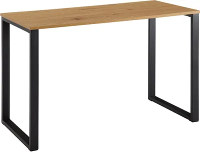 Produktbild von Schreibtisch Eiche-Nachbildung / Schwarz 120x60x76 cm Design Computertisch | Homeoffice Bürotisch Klein Hell | Laptoptisch Arbeitszimmer mit Metallbeine