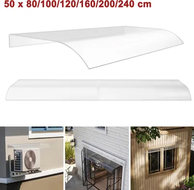 Obrázek produktu pro XMTECH stříška na dveře 50x120cm Oblouková stříška z průhledného PET odolná proti povětrnostním vlivům - na vchodové dveře, okna, terasu