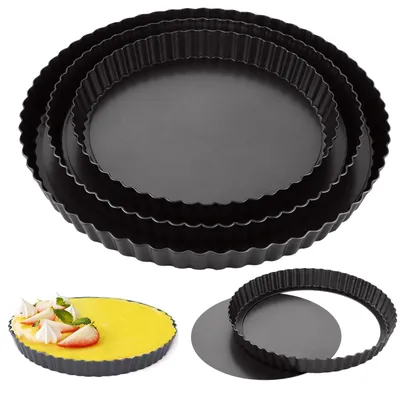 3er-Set runde Kuchenformen 22/26/30 cm, Antihaft, schwarz