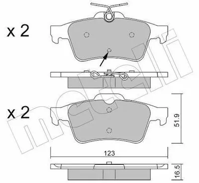 Produktbild von METELLI Bremsbeläge Satz Hinten Bremsklötze passend für PEUGEOT 508 SW I (8E) 22-0337-2