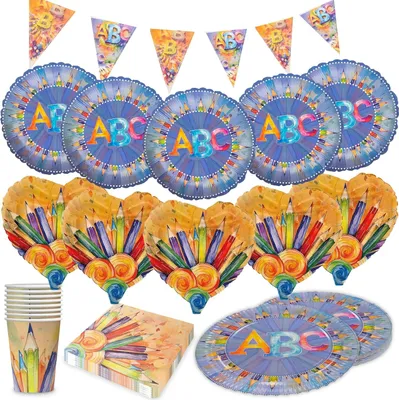 Produktbild von Back to School Partyset – 5-teilig mit Tellern, Bechern, Servietten & Deko