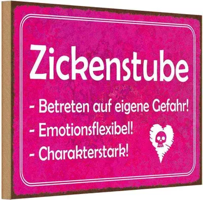Produktbild von vianmo Holzschild 12x18 cm Zickenstube Betreten eigene Gefahr Spruch Zitat