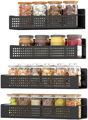 Produktbild von PromoHome® Magnetische Aufbewahrungsregale Set – 4 Stück, 30x10x7 cm, Schwarz