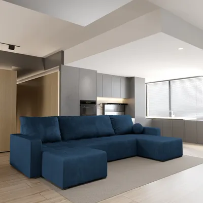 Produktbild von Masseno Ecksofa TOLARI mit Schlaffunktion U-Form, Sofa mit Bettkasten, Wohnzimmersofa, Couch, Soffa, Bettsofa, Couchgarnitur- Blau, KRONOS 09