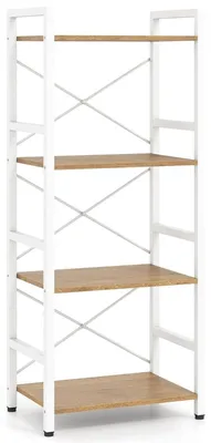 Obrázek produktu pro Úzká knihovna se 4 úrovněmi a kovovým rámem, 41,5 x 27,5 x 100 cm