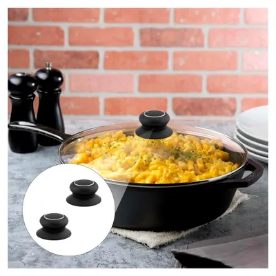 Produktbild von 2 Stück Topfdeckelgriffe Schwarz mit Schrauben, Ersatzteile für Deckel, Universal Ersatzgriff für Kochtopfdeckel und Pfannendeckel