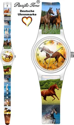 Produktbild von Kinder Armbanduhr Mädchen Uhr Motivuhr Geschenk Sonne Pferd Fotouhr