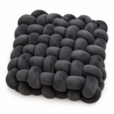Produktbild von Knotenkissen 33 x 33 cm – weiches Sitzkissen & Dekokissen in Flechtoptik für Stuhl, Sofa & Bett – Grau