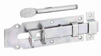 Zdjęcie produktu dla Alberts 117160 Rygiel zamka do drzwi stabilnych, prosty, z płaskim uchwytem i stałą pętlą, ocynkowany, pasywowany grubowarstwowo, płytka 180 x 64 mm
