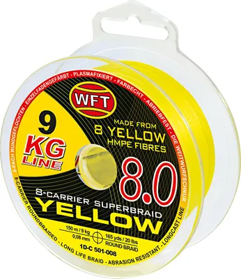 Produktbild von WFT KG 8 gelb 150m - Geflochtene Angelschnur, Durchmesser/Tragkraft:0.10mm / 13kg Tragkraft