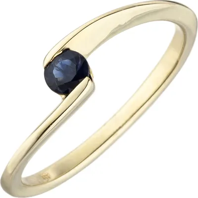 Produktbild von Ring aus 333 Gold Gelbgold mit Safir Saphir blau dunkelblau Goldring schlicht, Ringgröße:Innenumfang 50mm  Ø15.9mm