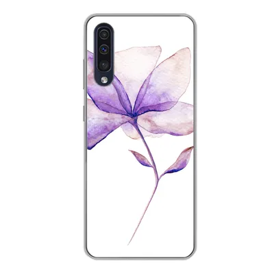 Produktbild von MuchoWow® Handyhülle Schutzhülle Hülle für Samsung Galaxy A50 Blumen - Aquarell - Lila Silikon Softcase Handy Hülle - Mobiltelefonhülle