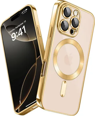 Obrázek produktu pro Pouzdro pro iPhone 16 Pro Magnetické Ultra Tenké Průhledné Pouzdro s Magsafe a Ochranným Krytem na Kameru Zlato