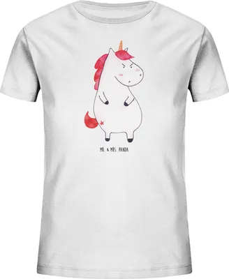 Produktbild von Mr. & Mrs. Panda Kleinkinder T-Shirt Einhorn Wut 5-6 Jahre (110/116) - Weiß - Geschenk, für Kinder, Organic, Büro, Kindershirt, Unicorn, Shirt, Teenager, Nein, Einhörner