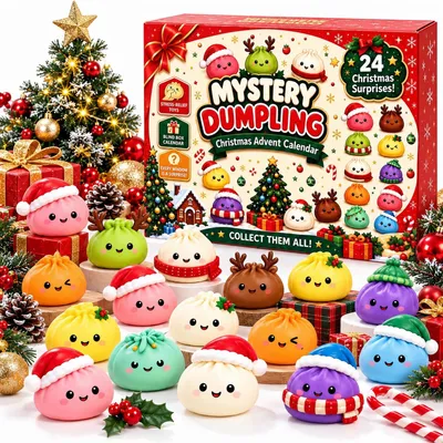 Imagen del producto de Squishy Navidad Calendario de Adviento 2026 24 Días Dumpling Squishy Calendario Navideño Navidad Calendario Cuenta Atrás Sorpresa Juguete Antiestrés