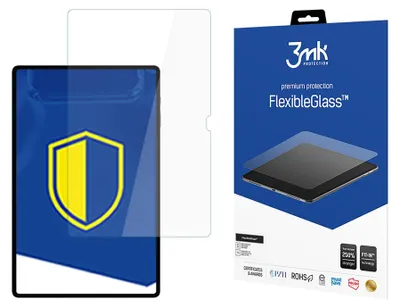 Product packaging and a screen protector for a tablet.