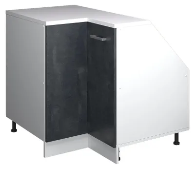 Produktbild von Eck-Küchenschrank für Dachschrägen Vicco R-Line Schwarz Beton 75.6 cm mit 1 Tür, Schrankkorpus 60 cm Tiefe, Model 60439