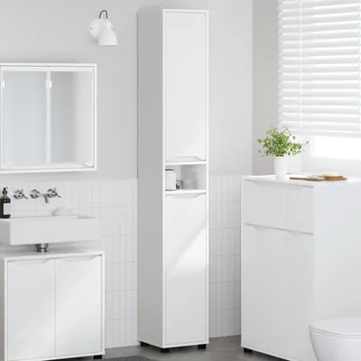 Image de Maison Exclusive - Armoire de salle de bain avec porte Blanc 30,5 x 30 x 195 cm Matériau dérivé du bois