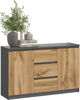 Zdjęcie produktu dla BDW, komoda z szufladami, 120×97 cm, COCO, 2D4SZ, grafit/dąb Wotan 2d3sz