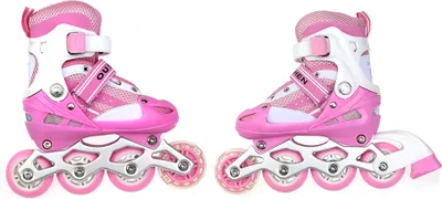 Produktbild von Kinder Inline Skates Einstellbar Größe 31-34 für Jungen Mädchen und Anfänger Rosa