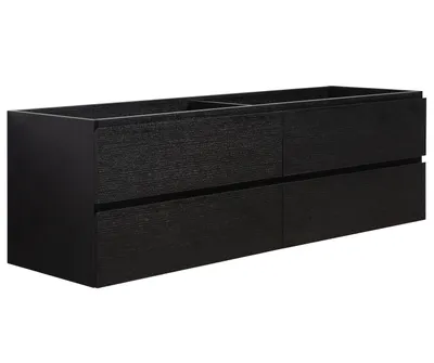 Produktbild von Waschbeckenunterschrank Angela 160cm - Schwarz Holz - Unterschrank Badmöbelset