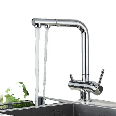 Obrázek produktu pro Filtrovaná kuchyňská baterie, dvouručkové ovládání, mosazná konstrukce, chrom