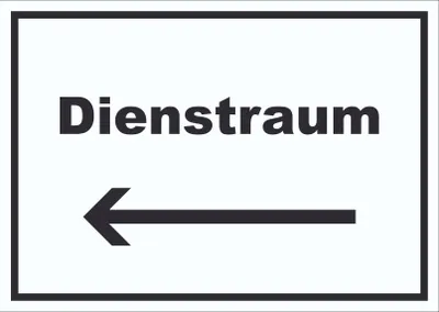Produktbild von Dienstraum Schild mit Text und Richtungspfeil links Büro waagerecht A0 Rückseite selbstklebend