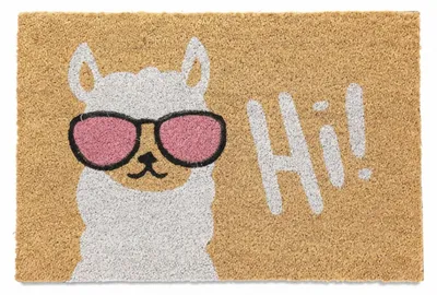 Image de Tapis d'entrée Relaxdays Lama, en fibre de coco, 60 x 40 cm, antidérapant, résistant aux intempéries, pour l'intérieur et l'extérieur, tapis en fibre de coco, multicolore