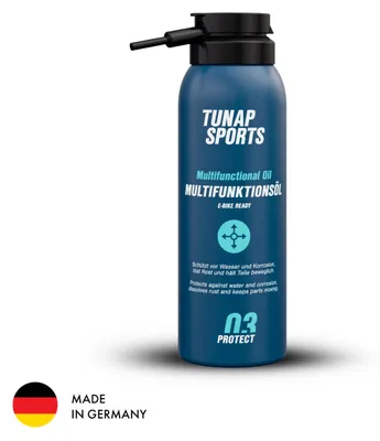 Produktbild von TUNAP SPORTS Multifunktionsöl - 125 ml | Spray für alle beweglichen Teile am Fahrrad | Wartung und Pflege für MTB, Rennrad, E-Bike etc. | Kein Quietschen