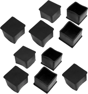 Produktbild von 10 Stück Stuhlbeinkappen aus Gummi für Möbel, quadratisch 40 x 40 mm, Schwarz