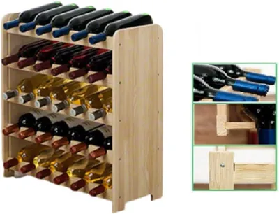 Produktbild von Weinglasregal Holz 65x63x26,5 cm, 30 Flaschen, für Küche