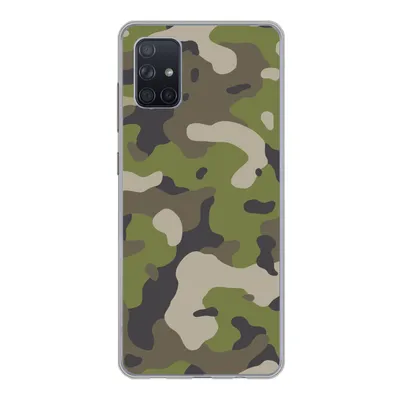 Produktbild von MuchoWow® Handyhülle Schutzhülle Hülle für Samsung Galaxy A71 Camouflage-Muster mit militärischen Farben Silikon Softcase Handy Hülle - Kartenbesitzer