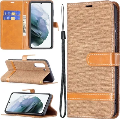 Produktbild von König Design Hülle kompatibel mit Samsung Galaxy S21 FE Kunstleder Handyhülle - Handy Case Braun