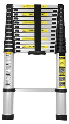Productafbeelding van Telescopische Ladder 3,8 Meter - Aluminium - 13 Treden - 150 Kg Belastbaar