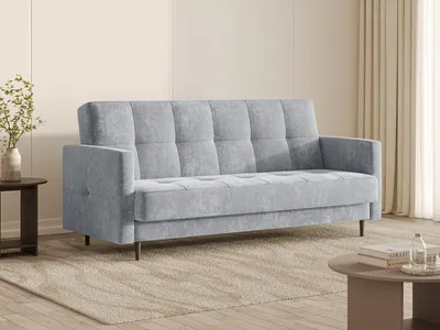 Produktbild von MOEBLO Schlafsofa Luma – Sofa mit Schlaffunktion und Bettkasten, Click-Clack Couch für Wohnzimmer, Polstersofa mit Metallfüßen 219x95x93 cm - Hellgrau (Vibe 86)