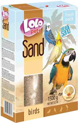 Produktbild von Papageien-Sand mit Straußenschalen – 1,5 kg natürlicher hygienischer Sand für Vögel