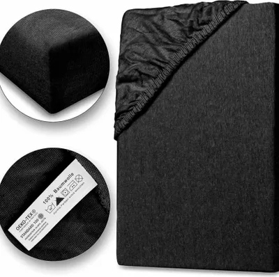Produktbild von Jersey Spannbettlaken 140-160x200cm 100% Baumwolle Schwarz