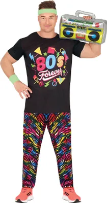 Immagine prodotto di 80S DJ Party Outfit Neon Prints Carnival Music Party Outfit Dance Retro 80S Look Vintage Neon, Taglia: 48 - 50 (M) Colore: Nero