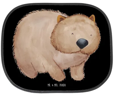 Produktbild von Mr. & Mrs. Panda Sonnenschutz für Autoscheiben Wombat - Schwarz - Geschenk, Auto Seitenscheibe, hitzeschutz, Das Leben Ist schön, saugnapf, Sonnenblende, Australien